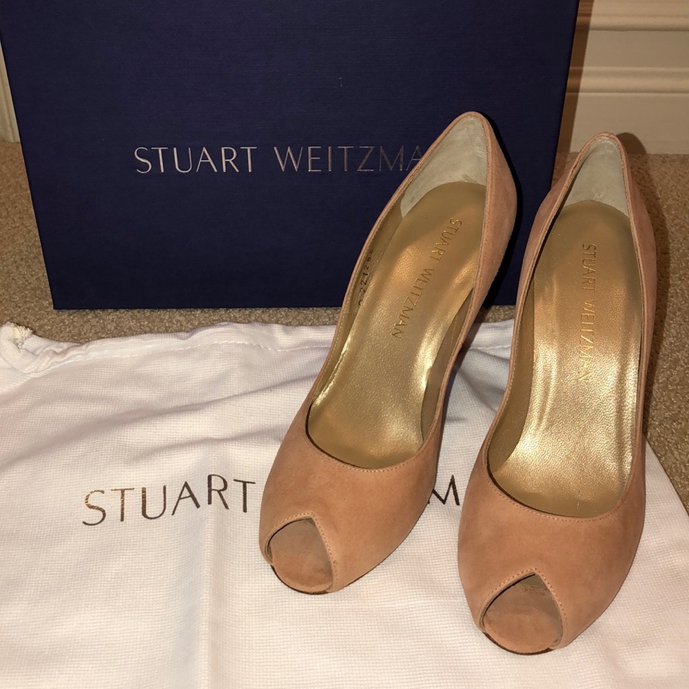 New Stuart Weitzman Suede Nude Cachet Pump Sz 6.5